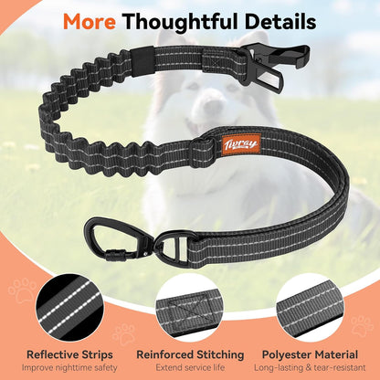 2Pcs Dog Seat Belt, Dog Car Seat Belt Bungee for Pet, Black
