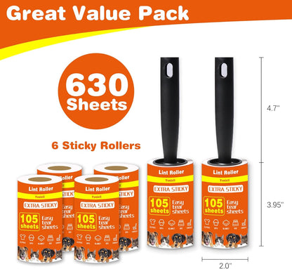 Yvnicll 630 Sheets Extra Sticky Lint Rollers for Pet Hair