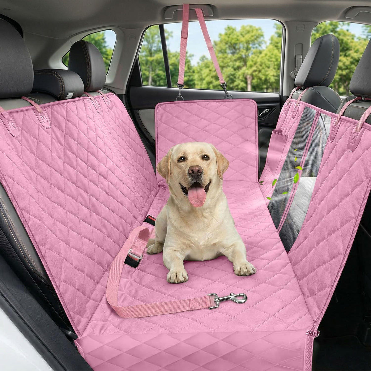Pawmova Waterproof Back Seat Dog Hammock with Scratch-Resistant Design, Mesh Window, and Seat Belt Safety Features