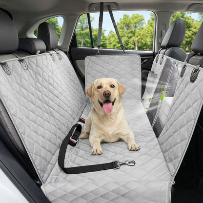 Pawmova Waterproof Back Seat Dog Hammock with Scratch-Resistant Design, Mesh Window, and Seat Belt Safety Features