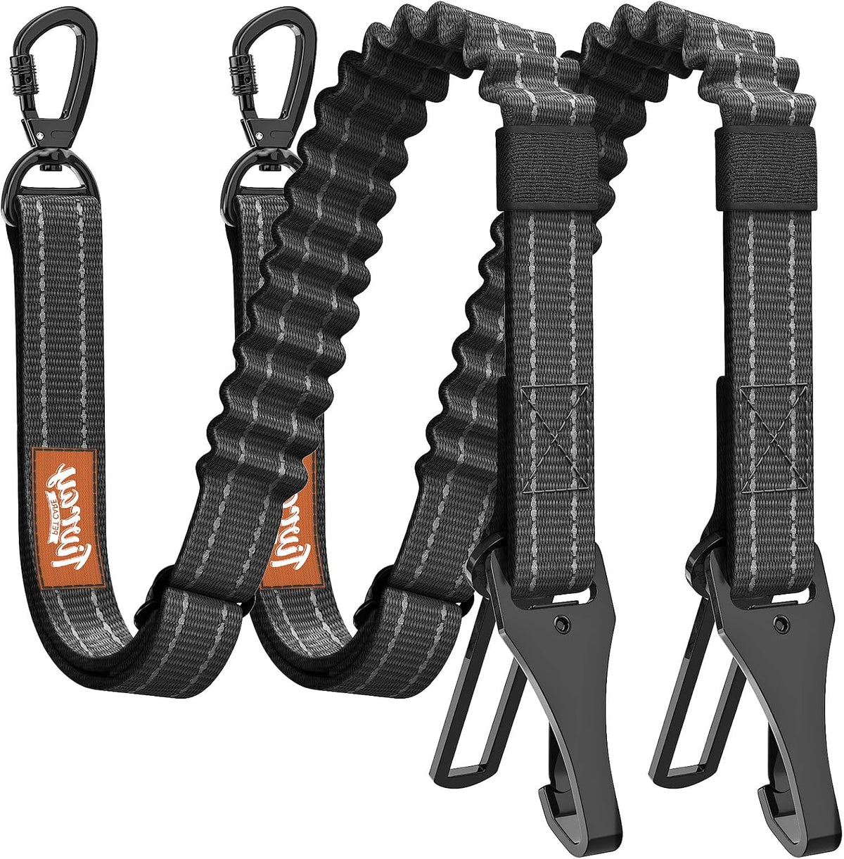 2Pcs Dog Seat Belt, Dog Car Seat Belt Bungee for Pet, Black